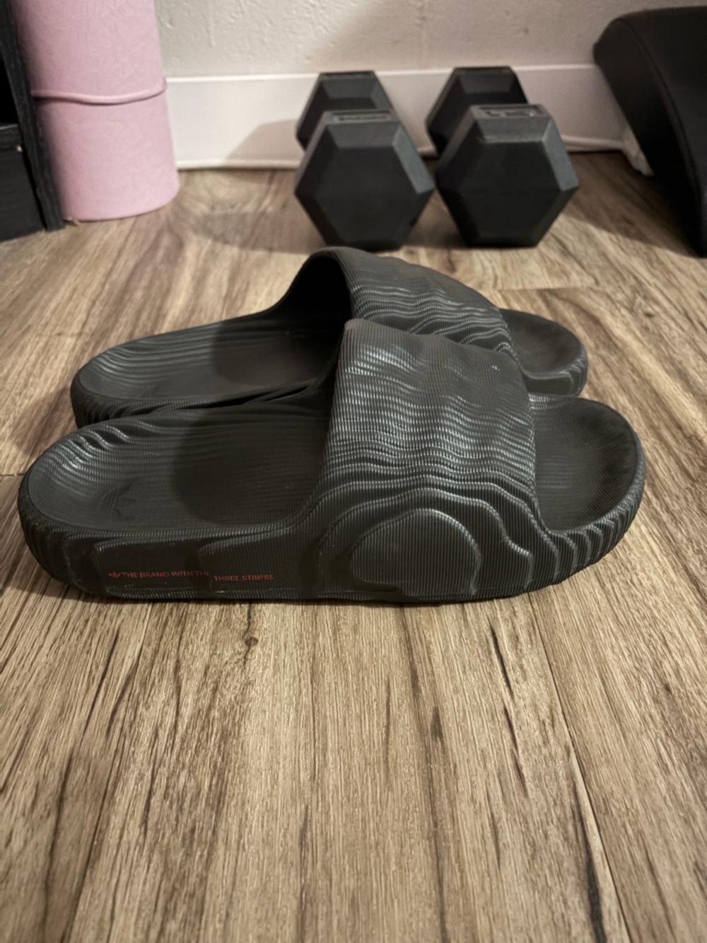 adidas Black Textured Slide Sandals